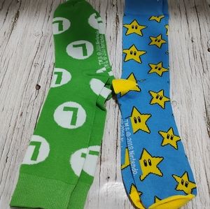 2018 Nintendo Star and Luigi Pair of Socks